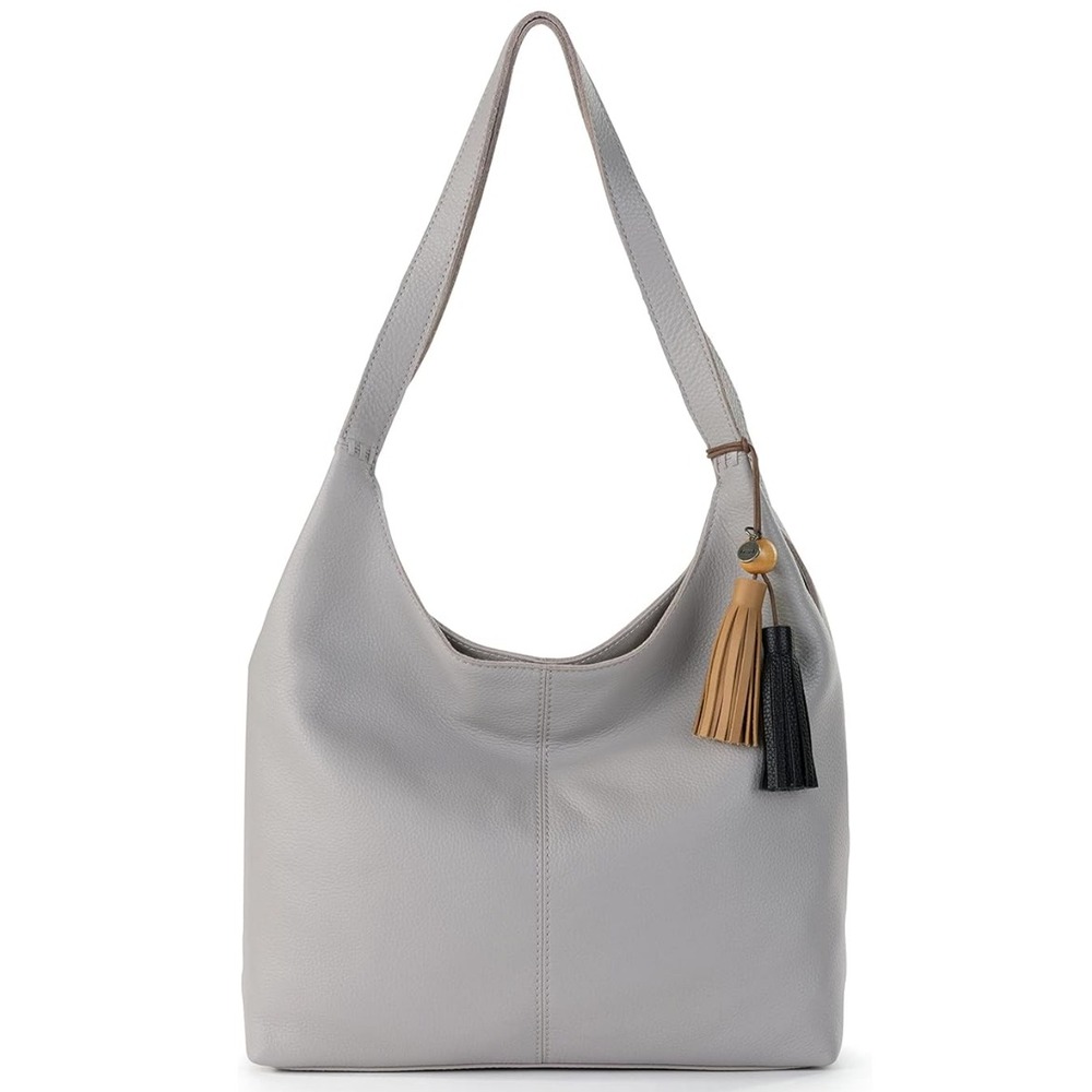 The Sak Huntley Leather Hobo Bag Light Smoke Grey Shoulder Bag NWT 108506